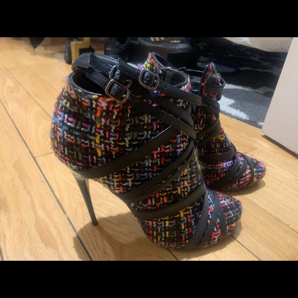 colorful and  leather strap booties